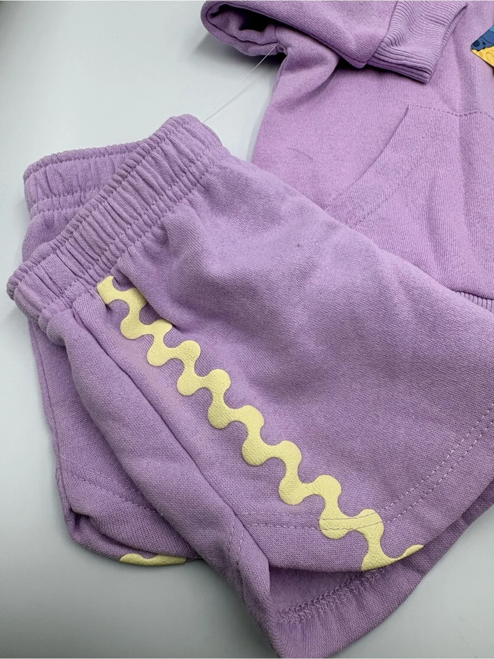 Disney Stitch Baby Girls 12M Purple Hoodie Shorts 2 Piece Outfit Set NWT